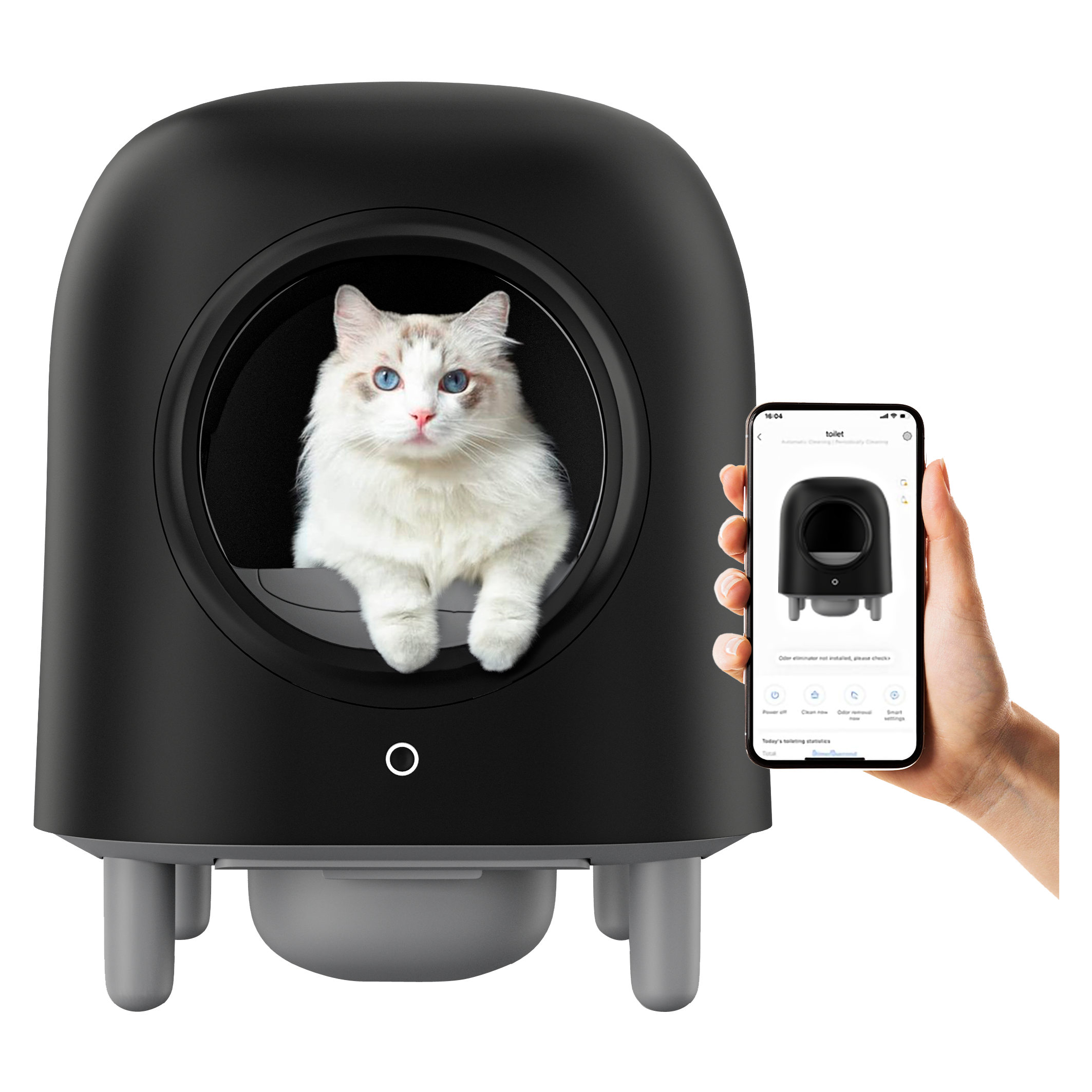 Petree Cube - Self-Cleaning Litter Box - Black Edition